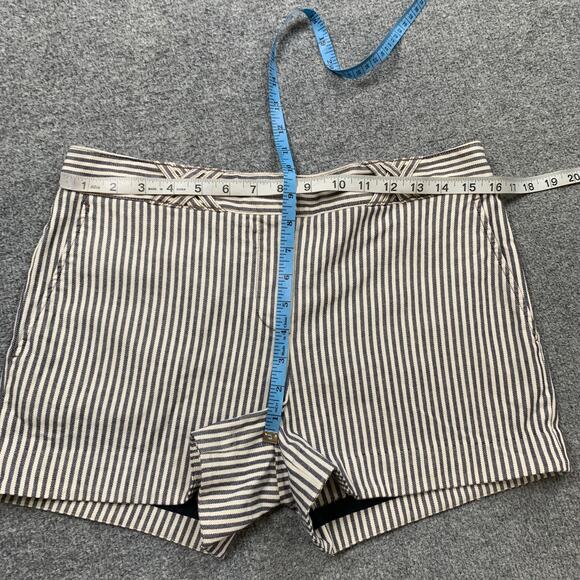 Tory Burch Shorts Womens 8 White Navy Sarah Jane Dover Pin Stripe Pockets Chino - Picture 6 of 13